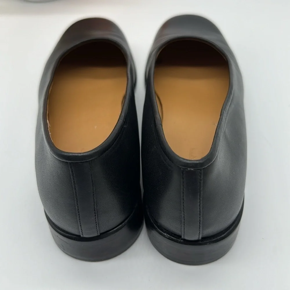 Lands' End Black Leather Rounded Toe Flats